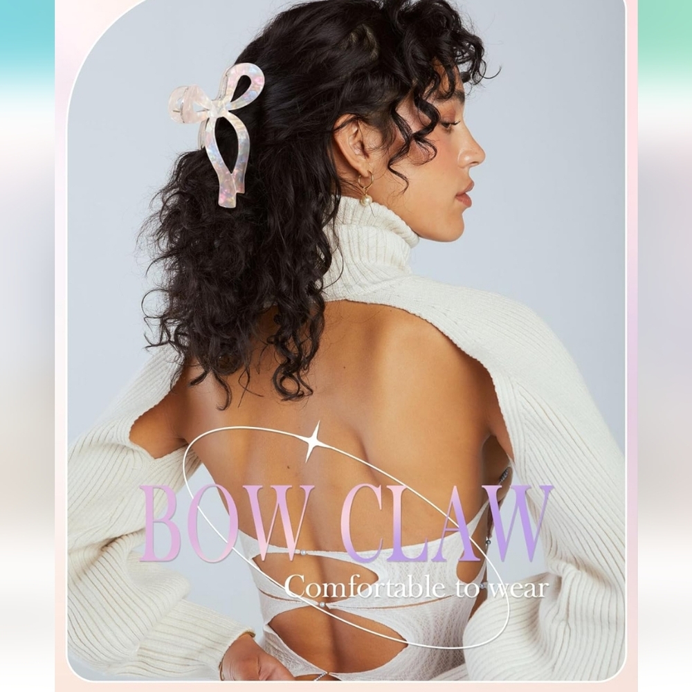 Elegant Light Yellow Iridescent Hair Claw Clip - Picture 5 of 8